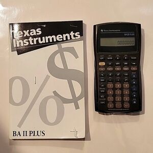 TEXAS INTRUMENTS BA II PLUS ADVANCED BUSINESS ANALYST CALCULATOR + USER MANUAL
